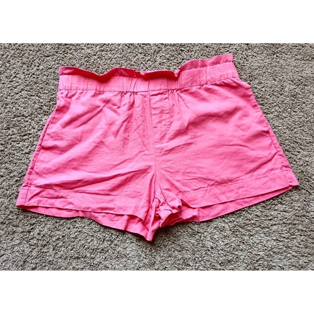 A New Day Shorts Womens XL Pink Linen Blend Stretch Waist Pull-On Pockets